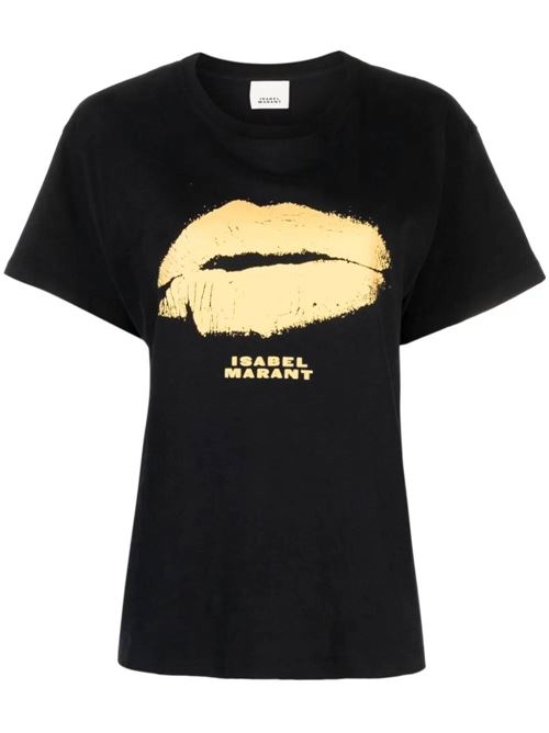 Black yellow cotton soft t-shirt Isabel Marant | TS0123FAB1N07I01BK